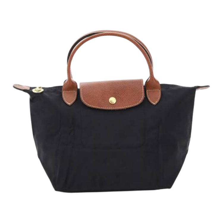 Longchamp Logo Embossed Snap Closure Nylon Tote Bag Women tote bag Black L1621089001 Basic Set (Bag)