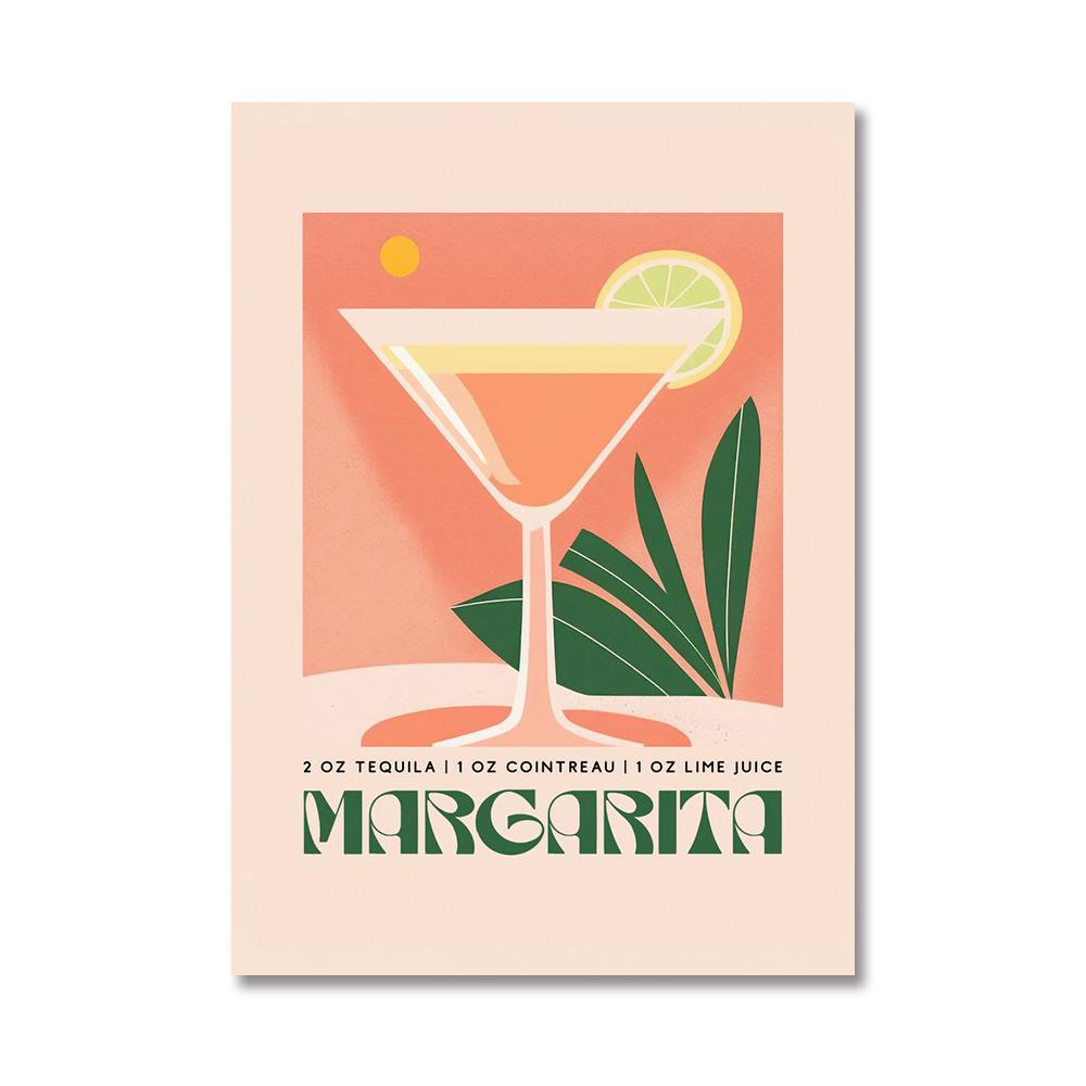 Cartoon Cocktail Drinks Negroni Daiquiri Posters Retro Mojito Canvas Prints Wall Art Painting Pictures Bar Kitchen Home Decor
