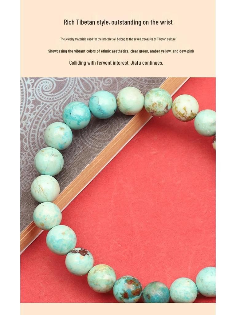 Peruvian Natural Turquoise Bracelet - High-Quality Unenhanced Single-Strand for Men & Women