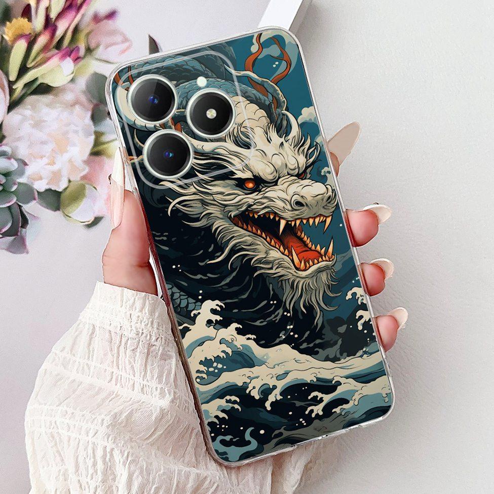 4G Clear For Realme Note 60 Case RMX3933 Luxury Butterfly Love Flowers Cool Lion Painted Phone Case For Realme Note 60X RMX3938