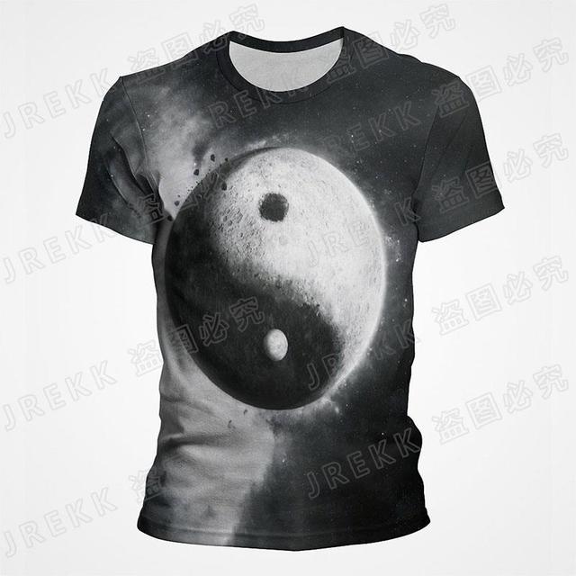 Sommar herr 3D-tryckt T-shirt Yin Yang Gossip Punk Style Kortärmad T-shirt Cool Tops T-shirts