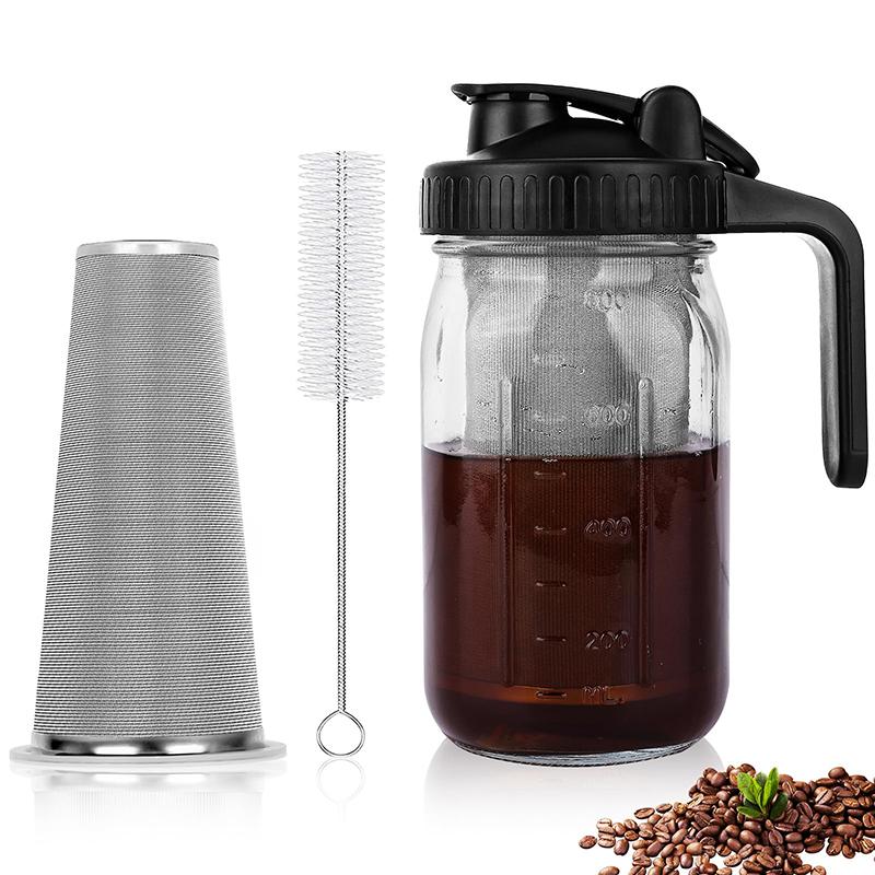 64Oz/ 32Oz Cold Brew Coffee Pot Durable Glass Coffee Pot With Stainless Steel Filter Hand Brewing Iced Tea Coffee Perfect Gift