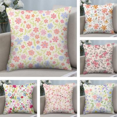 Floral Pattern Cute Cushion Cover Plush Fabric Soft DoubleSided Printed Sofa Warm Winter Home Child Gift Pillow Case