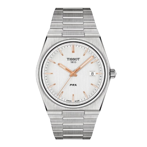 Tissot PRX (Pearl X) Men's Watch with Silver Dial and Bracelet, Officially Imported, T1374101103100
