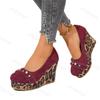 Platform Wedge Shoes Spring Autumn New Women Leopard Print Height Increase Fashion Single Shoes Comfortable Non Slip High Heels
