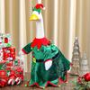 Santa Claus Goose Outfit Christmas Porch Goose Costume Festive Clothes And Hat for 23" High Cement or Plastic Goose Lawn Patio Garden Decor