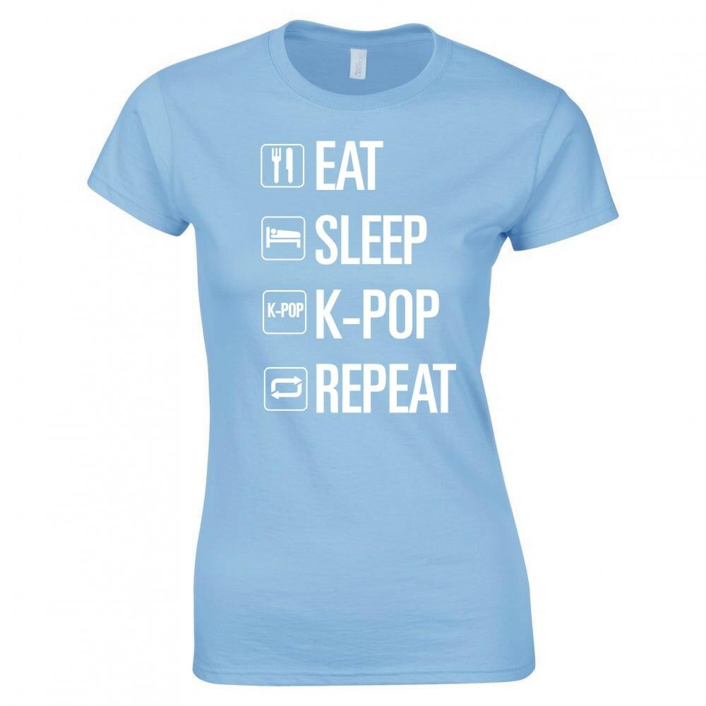 Eat Sleep KPop Repeat Ladies Skinny Fit TShirt S