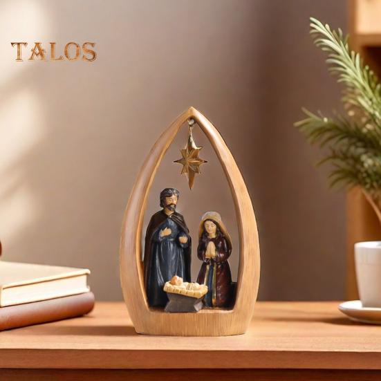 Heilige Familie Harz Figurine Krippen Advent Statue Joseph Jungfrau Maria Geburt von Jesus Skulptur Home Office Desktop Dekoration Ornament