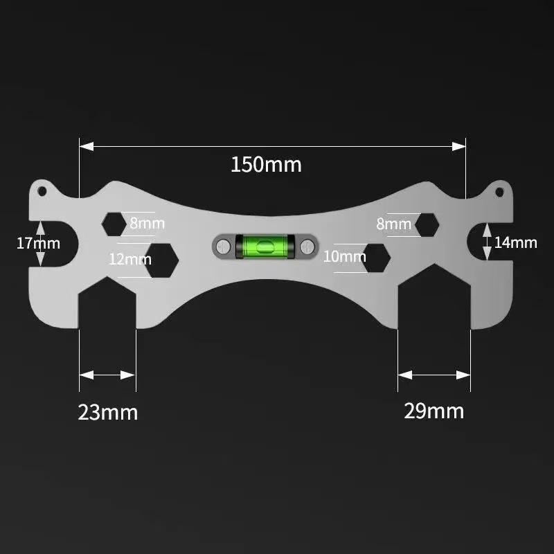 

Multifunction Stainless Steel Bathroom Wrench Tool with Leveler for Shower Faucet Installation Hexagonal Angle Ruler Measuring