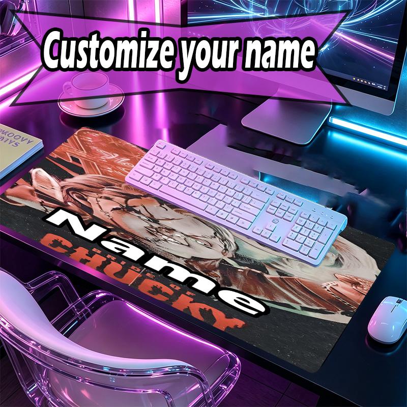 Custom Name Personalized Bride of Chucky Pattern Mousepad, Laptop PC Desk Mat, Decorative Desk Mat for Home Keyboard Pad Gift