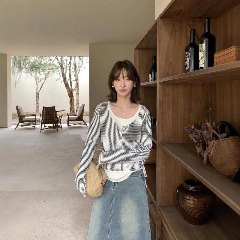 

women drawstring hem knit cardigan crew neck long sleeve button down casual sweater onesize абрикосовий