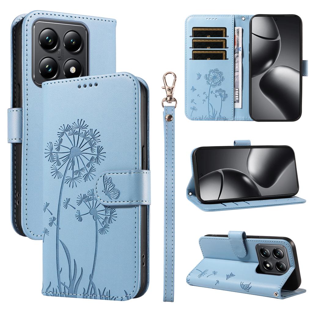For Xiaomi 14T Leather Case Wallet Phone Cover Dandelion Imprint