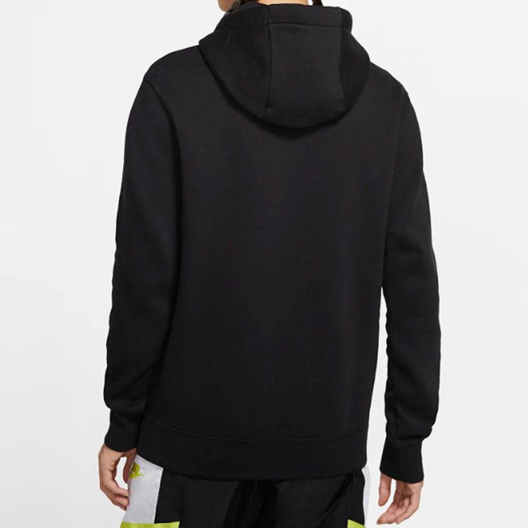 Nike Sportswear Logo Patch Fleece Pullover Hoodie Men Tops Black CJ4776-010