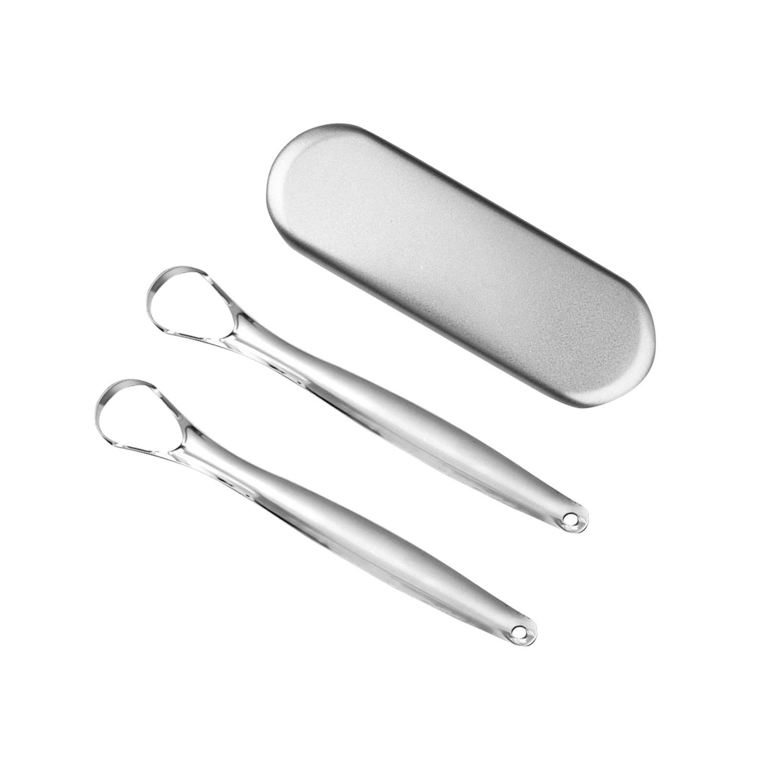 Нержавеющая сталь Очиститель языка Щетка для языка Удалить дыхание Портативный инструмент для чистки полости рта Скребок для языка серебряный