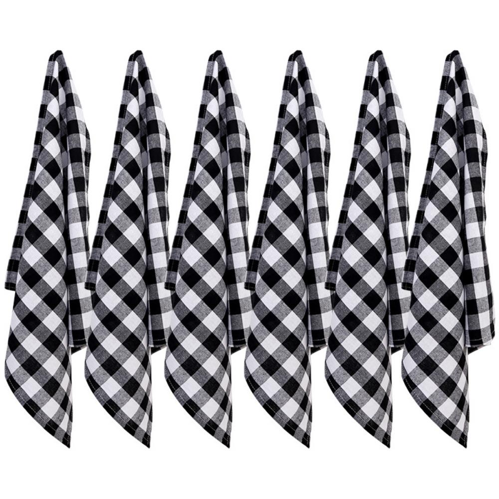 6pcs Rustic Buffalo Plaid Cotton Cloth Napkins Holiday Gingham Dinner Napkins for Christmas Thanksgiving Table Decoration