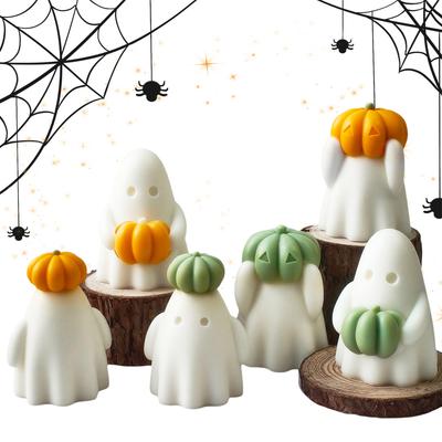 3D Halloween Pumpkin Spooky Silicone Mold Halloween DIY Candle Making Supplies Ghost Aroma Candle Halloween Decor Prop Accessory
