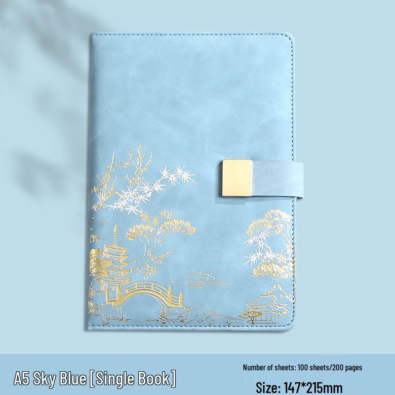 A5 Chinese Tide Faux Leather Business Notebook Gift Set - Customizable for Meetings