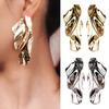 New Exaggerated Long Hanging Earrings Womens Big Twisted Metal Dangle Earrings•
