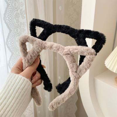 Cat Ear Headband Plush Winter Furry Rabbit Ear Hairband Cute Hair Bundle Furry Headband Sweet Wash Face Headband Girl Head Hoop Hair Accessories