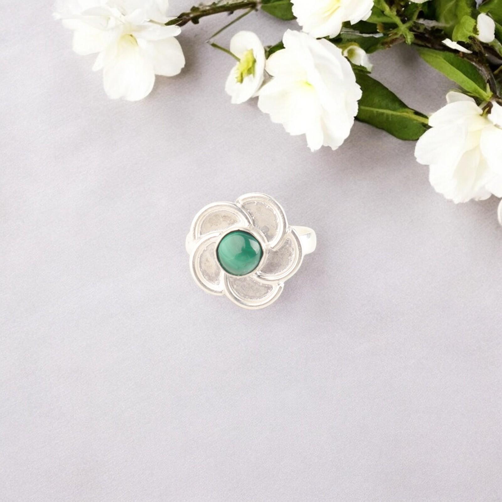 

Кольцо с малахитом из стерлингового серебра 925 пробы, ручная работа, подарок на День благодарения RR-51-22 13