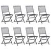 VidaXL Set of 8 Outdoor Folding Chairs with Cushions, Patio Seats, Dining Chairs, Patio Furniture 3078290