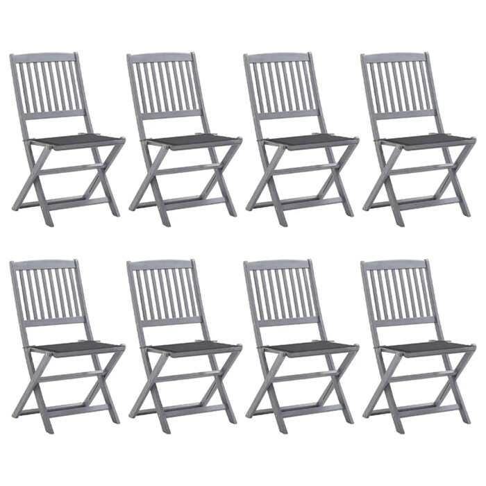 VidaXL Lot de 8 Chaises Pliables d'Extérieur avec Coussins, Sièges de Terrasse, Chaises de Salle à Manger, Meubles de Patio 3078290