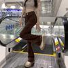 2025 Brown High-Waisted Slimming Micro-Flare Jeans for Women - Autumn Coffee-Colored Floor-Length Bell Bottoms