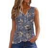 Women's Flowers And Plants Casual Loose Pleated Shirt V Collar Button-down T-shirt Shirt Sleeveless Vest Top