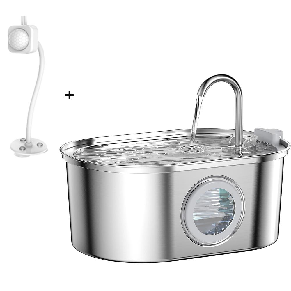 3L Kedi Su Pınarı 5V Paslanmaz Çelik Evcil Hayvan Kedi Su Sebili Şeffaf Pencere Tasarımlı Köpekler İçin Filtreli Pınar