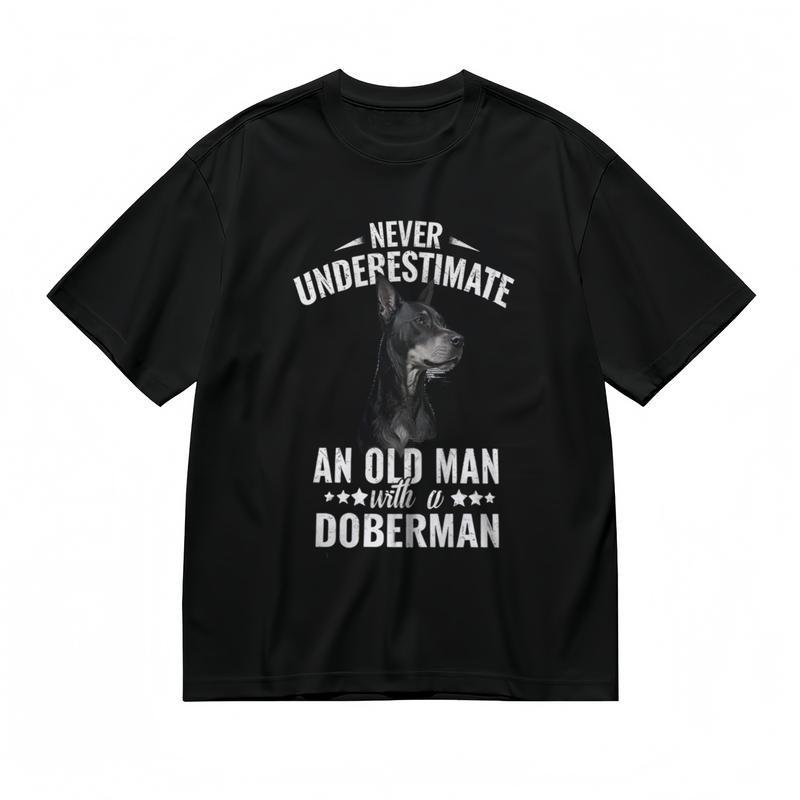 

Женская удобная классическая футболка на все сезоны с небольшим растяжением с графическим принтом добермана 2XL