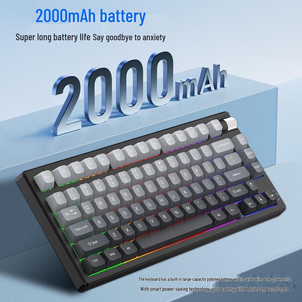 Three-Mode Wireless Mechanical Keyboard - GK75 Hot-Swappable, E-sports Gaming, Blue/Red Switch