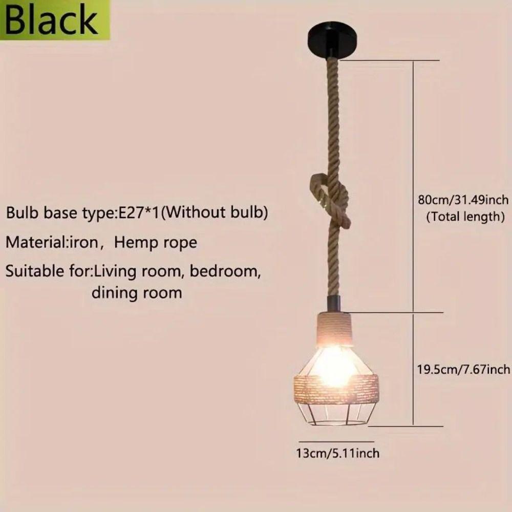 Creative Retro Hemp Rope Pendant Lights Industrial Style Iron Hanging Lamp Woven Design Cafe Lighting Bedroom