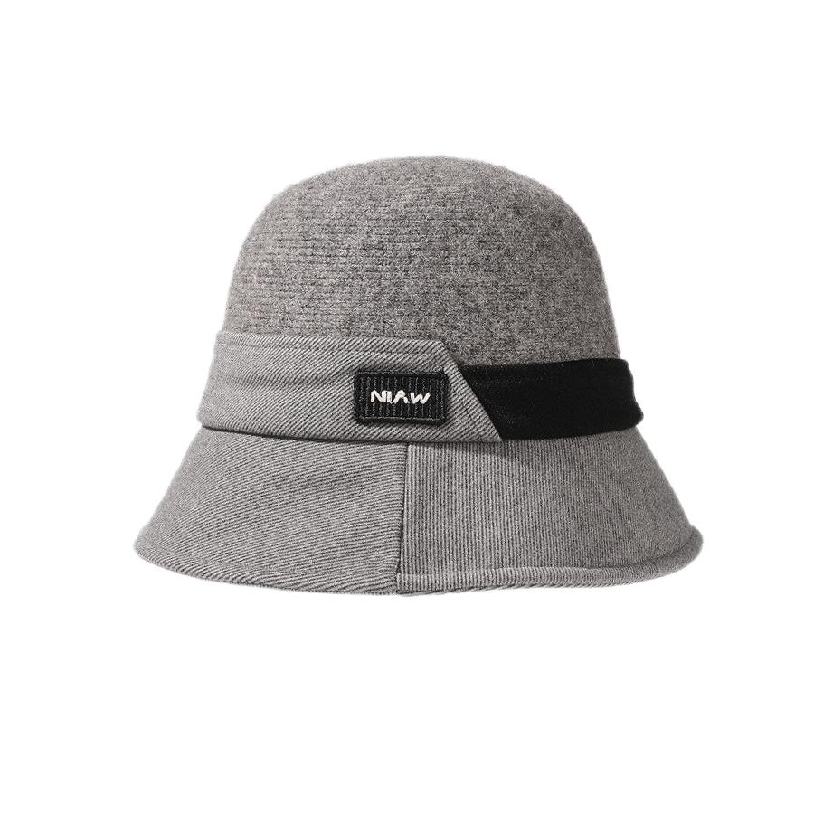 Fall Winter Luxury Brand Fashion Thick Warm Knitted Bucket Hat  Wool Cashmere Solid Color Top Hat Party Fedoras  For Wome Capsn