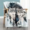 Twin Wolf Dream Catcher Customize Text Blanket Cozy Customizable Blanket Durable Comfort Perfect for Bedding Office Chair Couch All-Season Use