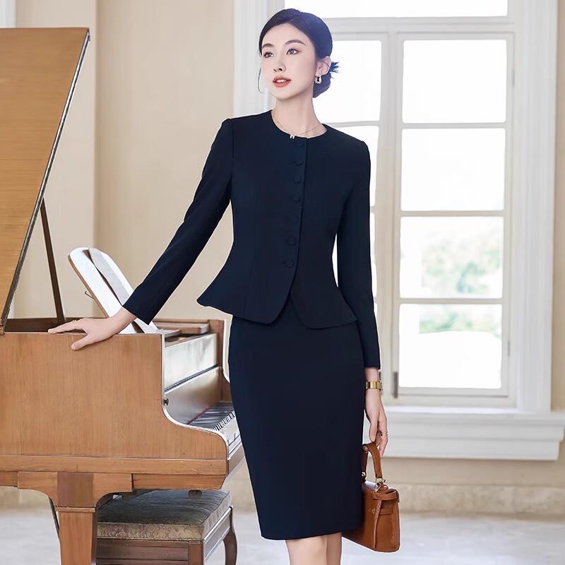 Женский новый темно-синий профессиональный костюм в китайском стиле XL