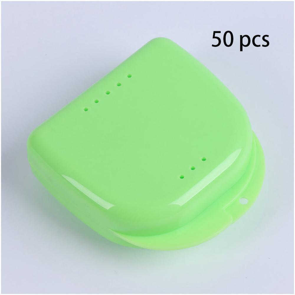 30/50Pcs Denture Box Tray Case Dental Orthodontic Retainer Color Tray Storage Box Plastic Teeth Container False Teeth Protective