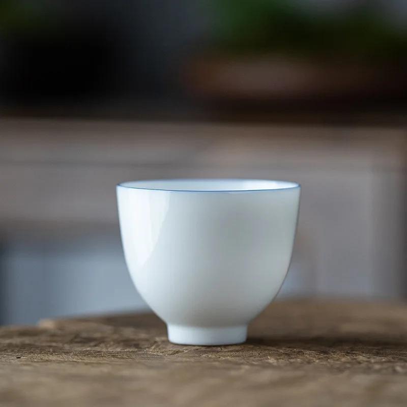 Thin Tire Kung Fu Tea Cup Ceramic Whiteware Single Cup Ceramic Teacup Master Cup Tea Set Small Tea Bowl Ceramic Teacups