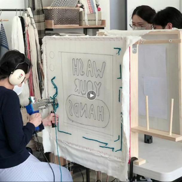 Non-Slip Tufting Backing Cloth - Double-Strand Polyester-Cotton with Yellow Line On White