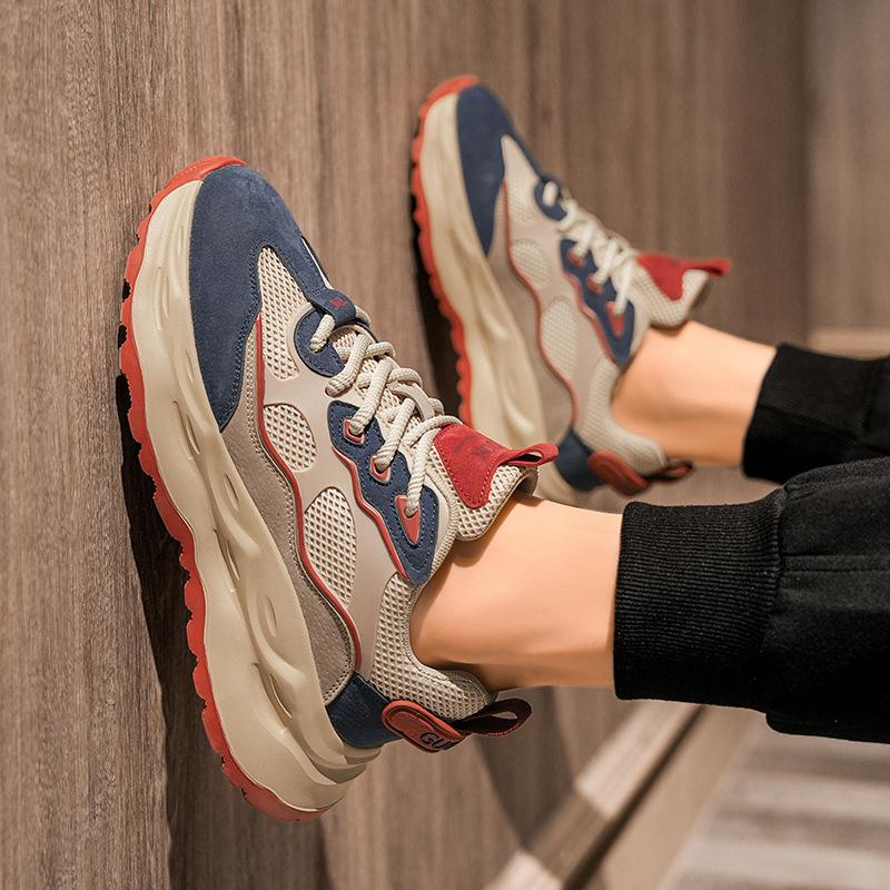 Chaussures de sport style rétro basses luxe léger semelles épaisses amortissantes nouvelles chaussures décontractées tendance papa