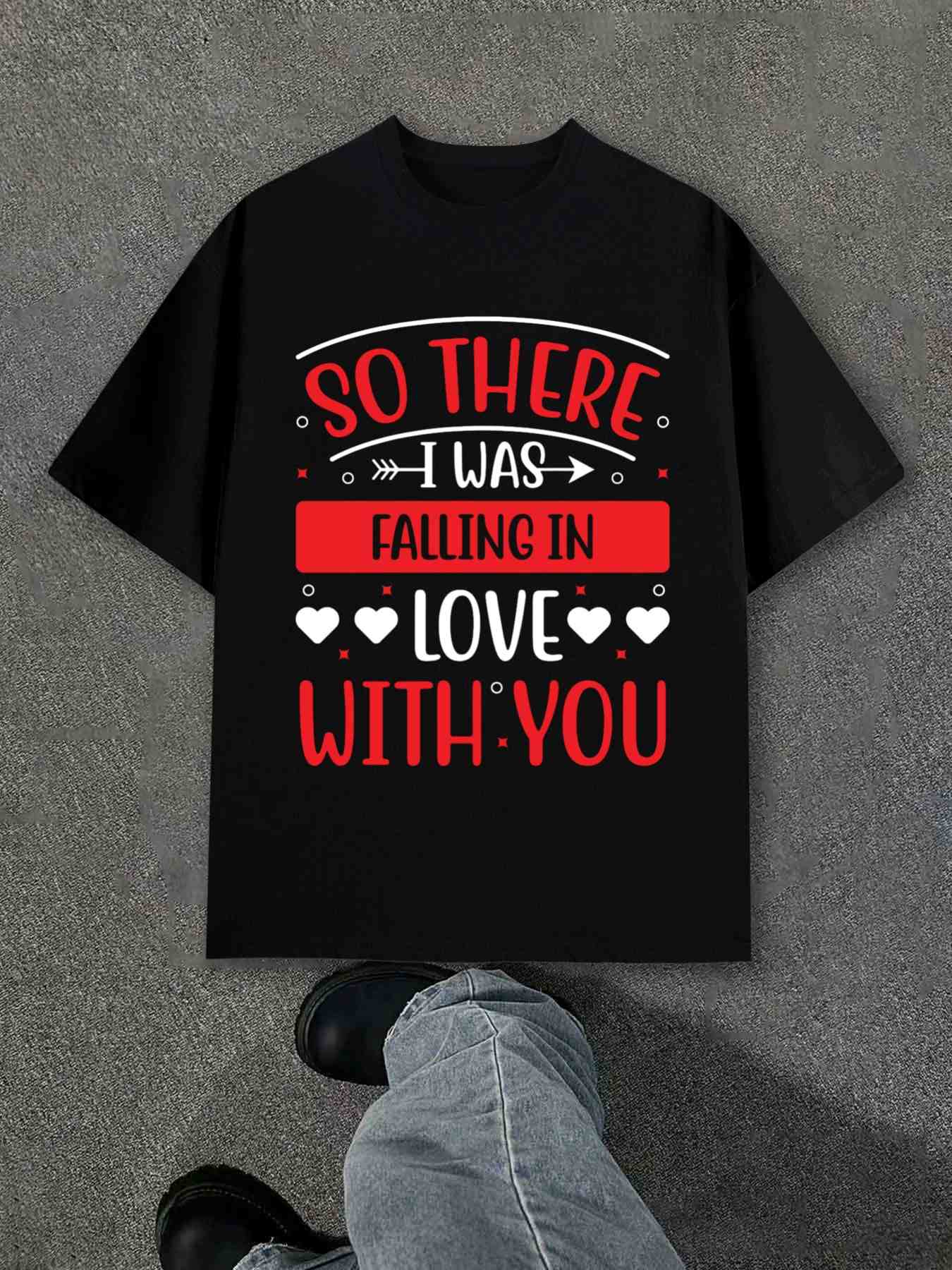 T-Shirt Y2K Love Falling in You Black XL