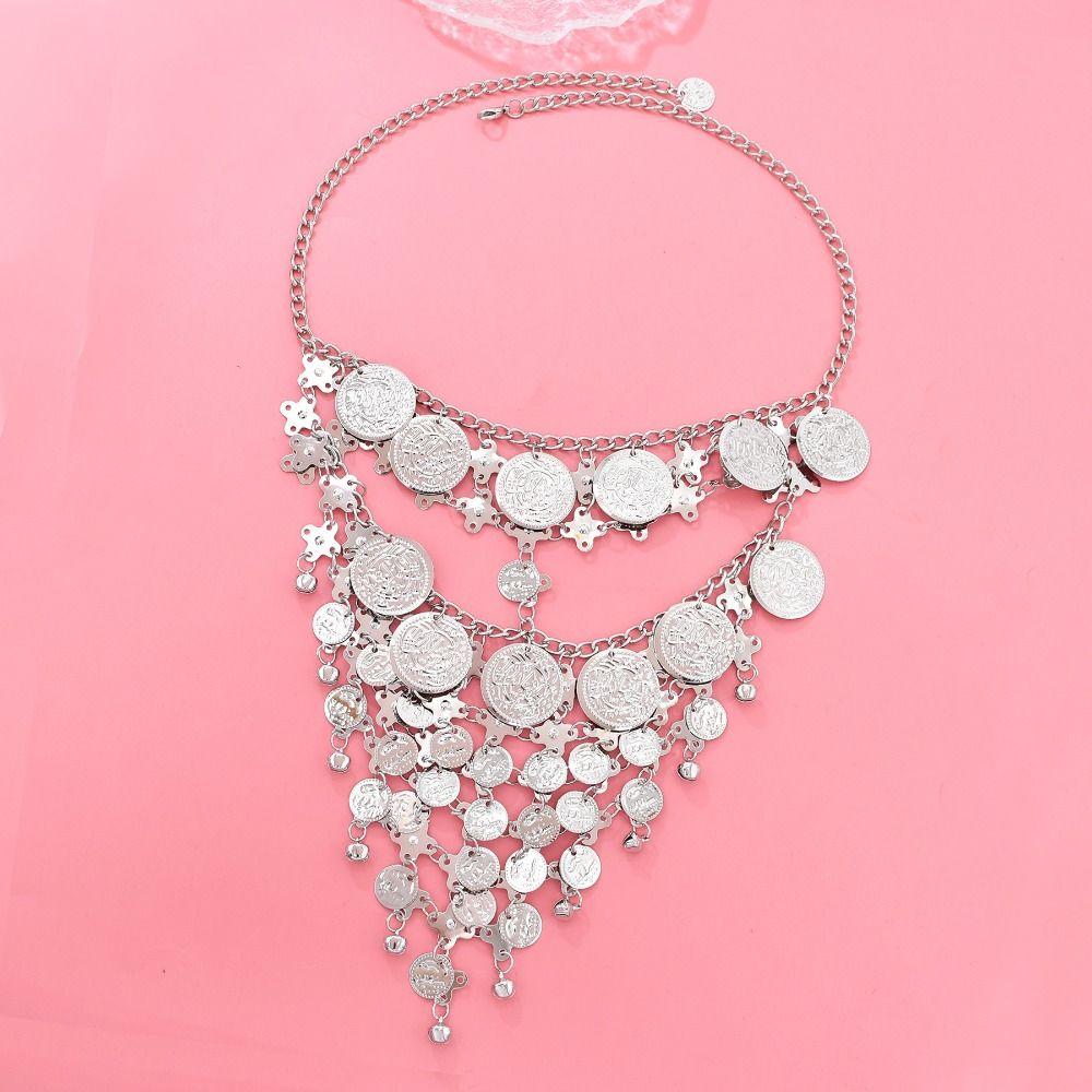 Ethnic Style Belly Dance Face Veil Coin Bell Masquerade Mask Luxury Dance Mask  Girl