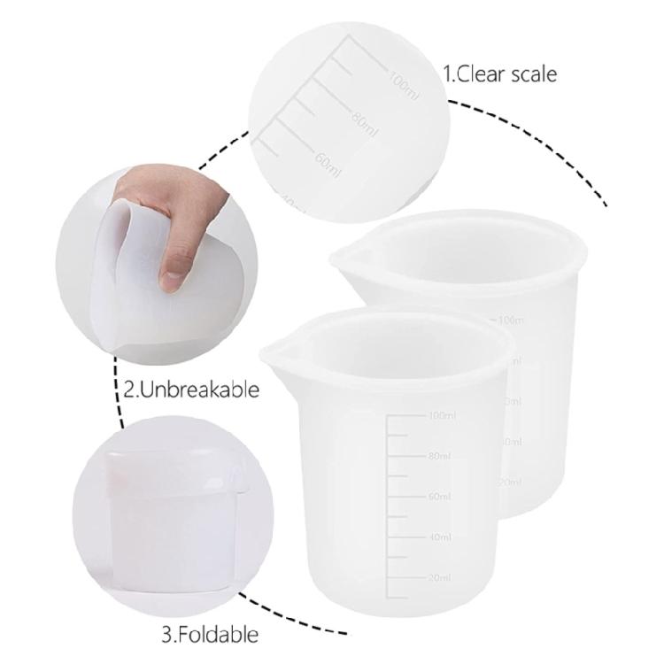 Silicone Measuring Cups for Resin Non-Stick Mixing Cups Glue Tools,Precise Scal