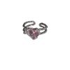 Sweet Pink Diamond Heart Adjustable Ring - Cool, Elegant, Inlaid Gems, High-End Design