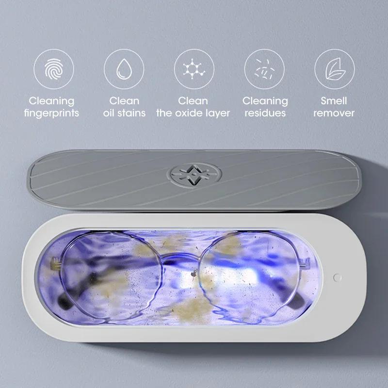 Domácí elektrický ultrazvukový čisticí stroj Mini přenosný vysokofrekvenční vibrační čisticí nástroj pro čištění brýlí a šperků