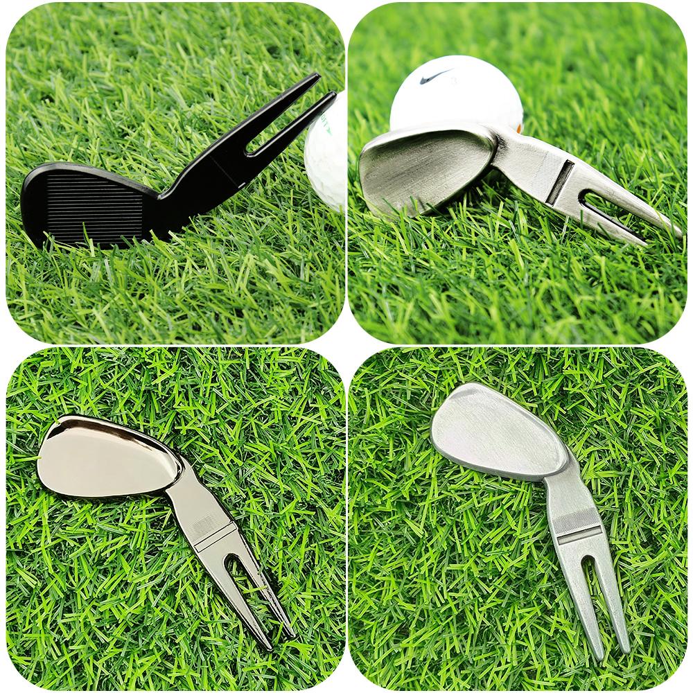 Golf Divot Tool Outdoor Golf Sports Supplies Turf Repair Tools Position Marker Metal Wear-resistant Greens Fork Golf Accessories