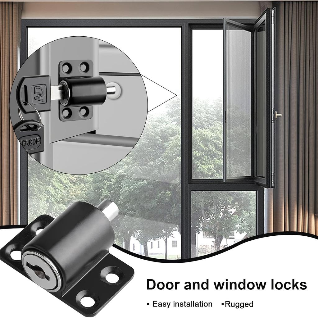 2 Clés 1 Jeu Serrures de Fenêtre de Porte Coulissante avec Protection de Sécurité Bébé Enfant Antivol Alliage d'Aluminium Loquets de Sécurité de Porte