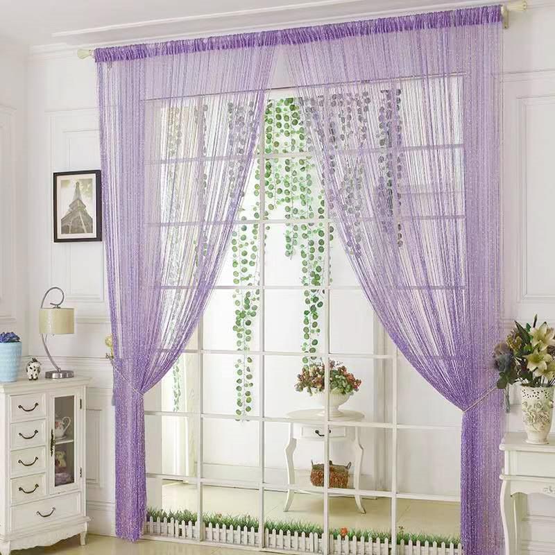 100x200CM Living Room String Curtain Shiny Tassel Silver Line Cortinas Solid Color Window Home Door Divider Curtain