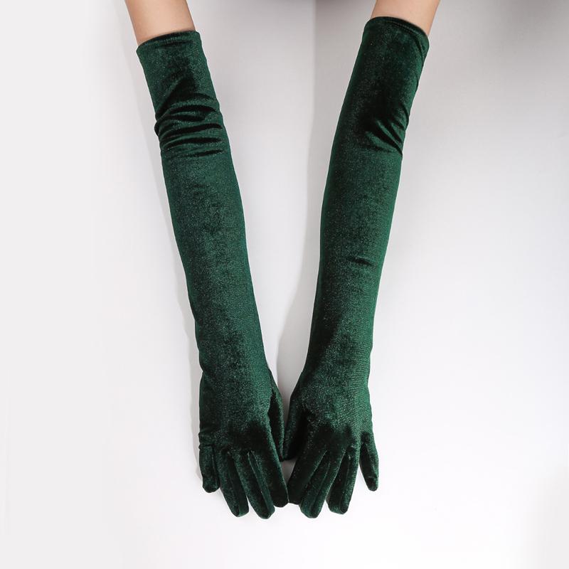 Elegant Ladies' Spring Autumn Velvet Long Gloves Full Finger Opera Party Wedding Bridal Etiquette Solid Color Gloves