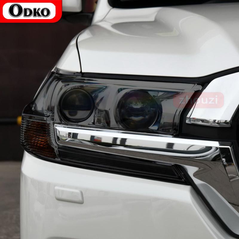 2 Pcs For Toyota Land Cruiser 2014- Car Headlight Tint Black Protective Film Protection Transparent TPU Sticker Accessories
