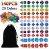140/105/70Pcs DND Dice Set with Pouch Random Color Polyhedral Transparent Effect for DND RPG Role Playing Table Game Board Props